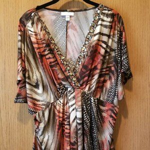 Dress barn 18/20 Embellished Top Animal Print